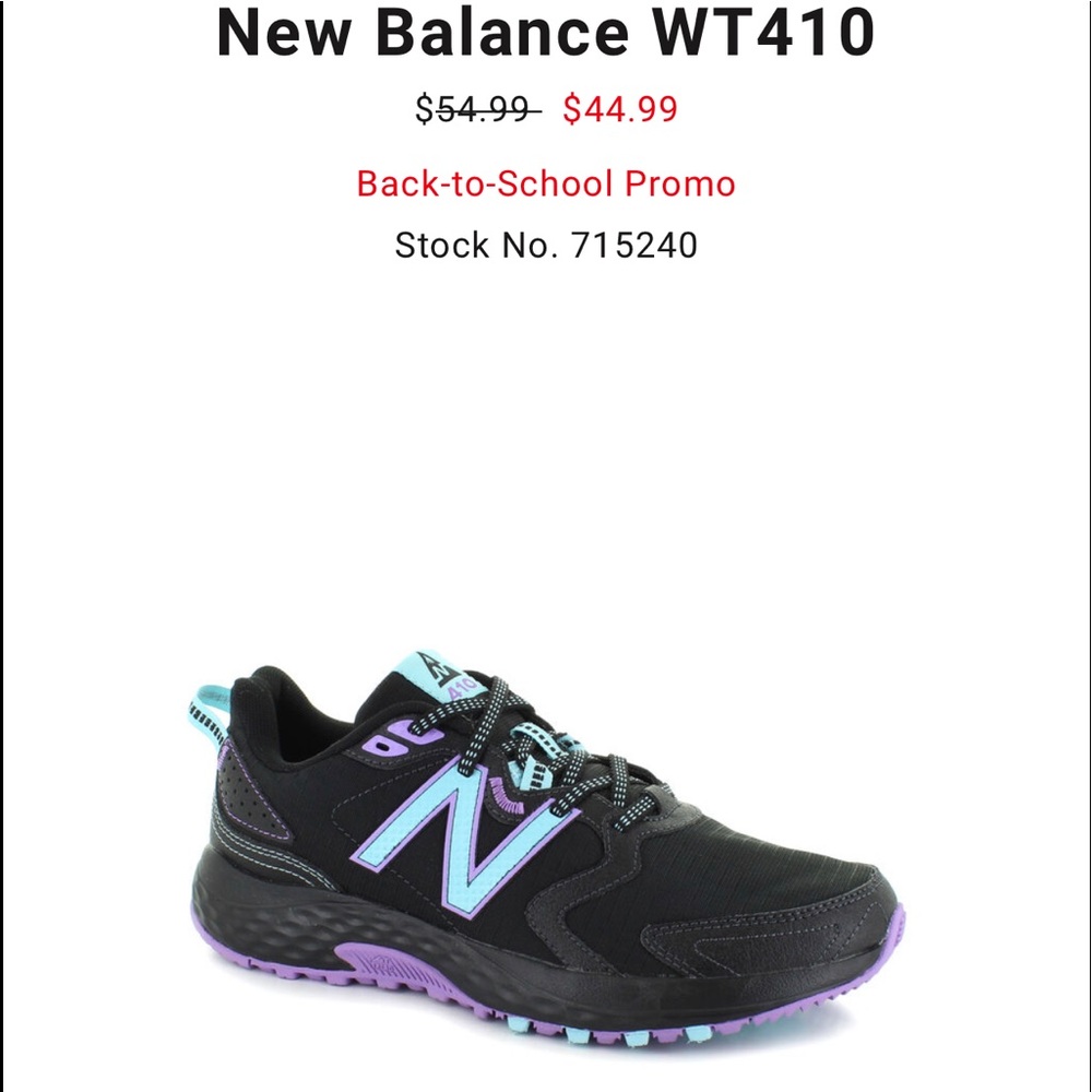 Women’s New Balance WT-410 Black. Never Worn! New with box!